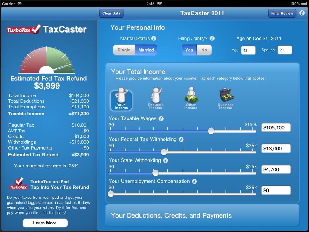 TaxCaster Free Mobile Tax App Launches Estimate Your Tax Refund in