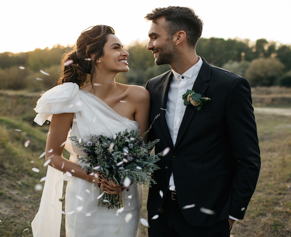 Portrait of a couple on their wedding day